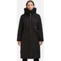 Wintermantel KHUJO "Agneta-YM", Damen, Gr. S (36), schwarz, Obermaterial: 100% Polyester, Futter: 100% Nylon, Wattierung: 100% Polyester, Basic, gerade ca. Mitte Wade, hoch geschlossener Ausschnitt, Langarm verstellbar Rippstrickbündchen mit Druckknöpfen,verstellbar, Mäntel, Langer Damen Mantel mit Kunstfellkragen an der Kapuze