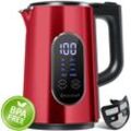 KESSER® Wasserkocher Edelstahl 1.7 Liter LED-Anzeige 4-Modi Temperatureinstellung 40°C-100°C 30min Warmhalten elektrischer Teekocher 2200W BPA-Frei Kalkfilter & Easy-Open-Deckel