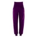 Sporthose WINSHAPE "Functional Comfort Leisure Time Trousers LEI101C", Damen, Gr. L, Normalgrößen, lila (schwarz plum), 85% Polyester, 15% Elasthan, Hosen, High Waist