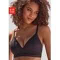 Bralette-BH LASCANA, Damen, Gr. 85, Cup B, schwarz, Spitze, Obermaterial: 36% Polyamid, 29% Polyester, 27% Baumwolle, 8% Elasthan, modisch, BHs, ohne Bügel mit eingearbeitetem Push-up Kissen, Dessous