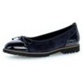 Ballerina GABOR, Damen, Gr. 43, blau (nachtblau), Ziegenveloursleder, Lacklederimitat, unifarben, klassisch, Schuhe, Flats, Chunky Slipper mit komfortablem Gummieinfass