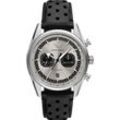 Chronograph EMPORIO ARMANI, schwarz, Armbanduhren, Herren, Quarzuhr, Armbanduhr, Herrenuhr, Lederarmband, analog, Tag