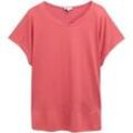 TOM TAILOR Damen Plus Size - T-Shirt im Material-Mix, rot, Uni, Gr. 54