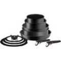 Topf-Set TEFAL "L76491 Ingenio Ultimate, Topfset Induktion, Antihaftversiegelung", schwarz, H:24cm, Töpfe, für alle Herdarten geeignet, Thermo-Signal bei idealer Brattemperatur