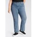 Bootcut-Jeans LEVI'S PLUS "315", Damen, Gr. 14 (44), Länge 30, blau (mid, blau, used), Denim/Jeans, Obermaterial: 60% Baumwolle, 23% Viskose, 16% Polyester, 1% Elasthan, casual, bootcut fit lang, Jeans, Shaping