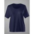 Trainingsshirt CATAMARAN "Sportshirt", Damen, Gr. 40/42, blau (marine, hellblau), 92% Baumwolle, 8% Elasthan, unifarben, Rundhals, Kurzarm, Shirts