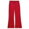 Sweathose JUICY COUTURE "LAYLA LOW RISE POCKETED FLARE PANT Damen", Damen, Gr. M, EURO-Größen, rot (astor rot), 95% POLYESTER 5% ELASTAN, slim fit, Hosen, Trainingshose Damen, Sweathose, Velour, Jogginghose mit Glitzer, Sale