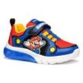 Sneaker GEOX "J CIBERDRON BOY Blinkschuh", Kinder, Gr. 24, blau (blau, rot), Textil, Synthetik, modisch, Schuhe, Retro Sneaker, Blinkschuh mit Super Mario Motiv