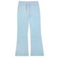 Sweathose JUICY COUTURE "LAYLA LOW RISE POCKETED FLARE PANT Damen", Damen, Gr. L, EURO-Größen, blau (blau marl), 95% POLYESTER 5% ELASTAN, slim fit, Hosen, Trainingshose Damen, Sweathose, Velour, Jogginghose mit Glitzer, Sale