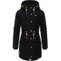 Winterjacke RAGWEAR "Canny Corduroy", Damen, Gr. XXXL (46), schwarz, Oberstoff: 100% Baumwolle, Futter: 100% Polyester, Wattierung: 100% Polyester, casual, figurumspielend Po-bedeckend, Langarm verstellbar Rippstrickbündchen mit Druckknöpfen,verstellbar, Jacken, stylischer Damen Cordmantel mit Kapuze