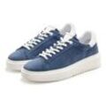 Sneaker ELBSAND, Damen, Gr. 36, blau, Obermaterial: 95% Ziegenleder, 5% Schafsleder. Futter: 100% Lederimitat. Decksohle: 100% Schafsleder. Laufsohle: 100% Synthetik, unifarben, casual, Schuhe, Schnürhalbschuh,Freizeitschuh aus Leder mit modischer Plateausohle