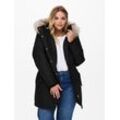 Parka ONLY CARMAKOMA "CARIRENA PARKA COAT OTW", Damen, Gr. S (42/44), schwarz (schwarz detail:nature fur), Web, Obermaterial: 100% Polyester, unifarben, casual, Langarm, Jacken