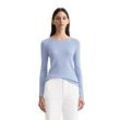 Strickpullover MARC O'POLO "aus feiner Merinowolle", Damen, Gr. L, blau (fresh sky), Obermaterial: 100% Schurwolle, unifarben, casual, Rundhals, Langarm, Pullover