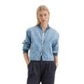 Jeansjacke MARC O'POLO DENIM "aus Rigid Denim", Damen, Gr. M, blau (light blau), Obermaterial: 100% Baumwolle; Futter: 65% Polyester, 35% Baumwolle, unifarben, casual, oversize, Langarm Rippbündchen, Jacken