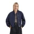 Outdoorjacke MARC O'POLO "aus recyceltem Mini-Canvas", Damen, Gr. 32, blau, Obermaterial: 100% Polyester, unifarben, casual, relaxed fit, Langarm Rippbündchen, Jacken