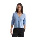 Cardigan MARC O'POLO "aus Heavy-Weight-Organic-Cotton", Damen, Gr. M, blau, Obermaterial: 100% Baumwolle, unifarben, casual, relaxed fit, V-Ausschnitt, Langarm, Strickjacken