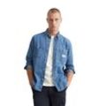 Langarmhemd MARC O'POLO DENIM "mit Button-Down-Kragen", Herren, Gr. L, Normalgrößen, blau (mittelblau), Obermaterial: 100% Baumwolle, unifarben, regular fit normal, Langarm Doppelmanschette, Hemden