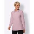 Poloshirt CLASSIC BASICS "Poloshirt", Damen, Gr. 38, rosa (rosé), 95% Baumwolle, 5% Elasthan, gemustert, gestreift, Langarm, Shirts