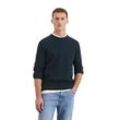 Rundhalspullover MARC O'POLO "mit markanter Rippstruktur", Herren, Gr. L, blau (schwarz navy), Obermaterial: 100% Baumwolle, unifarben, casual, Rundhals, Langarm, Pullover