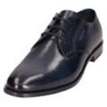 Schnürschuh BUGATTI, Herren, Gr. 43, blau (blau used), Leder, elegant, Schuhe, Blockabsatz, Businesschuh, Abendschuh, Festtagsschuh mit Prägung