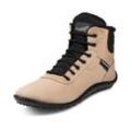 Barfußschuh LEGUANO "KOSMO", Damen, Gr. 36, beige (sand), Textil, sportlich, Schuhe Barfußschuh Schnürboots, Bequemschuh, Schnürboots mit einzigartiger Halbkugel-Laufsohle