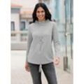 Langarmshirt INSPIRATIONEN "Shirt", Damen, Gr. 48, grau (steingrau), 66% Polyester, 32% Viskose, 2% Elasthan, unifarben, Langarm, Shirts