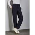 Stoffhose STREET ONE "Punto di ROM", Damen, Gr. 34, Länge 28, lila (deep tint blau), Web, Obermaterial: 61% Viskose, 32% Polyamid, 7% Elasthan, unifarben, casual, lang, Hosen, mit Stretch