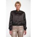 Blouson RINO & PELLE "BANNER", Damen, Gr. 40, schwarz, Web, Obermaterial: 95% Polyester, 5% Elasthan. Futter: 100% Polyester, casual, Langarm Bündchen, Jacken, mit falscher Tasche am Ärmel