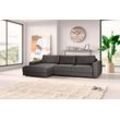 Ecksofa TRENDMANUFAKTUR "Bourbon II, hoher Sitzkomfort, extrabreite Recamiere für Relaxkomfort", grau (smoked pearl), B:303cm H:84cm T:176cm, 100% Polyester, Sofas, wahlweise mit Bettfunktion und Bettkasten, zeitlos und elegant, L-Form