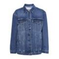 Jeansjacke PULZ JEANS "Jeansjacke PZALORA Denim Jacket", Damen, Gr. M, blau (medium blau denim), Web, Obermaterial: 100% Baumwolle CO., Basic, normal normal, Jacken