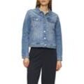 Jeansjacke S.OLIVER, Damen, Gr. 36, mid blau used, Denim/Jeans, Obermaterial: 86% Baumwolle, 13% Polyester, 1% Elasthan, unifarben, casual, regular fit taillenbedeckt, Langarm Manschette, Jacken, mit Taschen