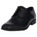 Schnürschuh BUGATTI, Herren, Gr. 43, schwarz, Leder, elegant, Schuhe, Blockabsatz, Abendschuh, Businessschuh, Festtagsschuh, Logoprägung