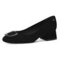 Pumps TAMARIS, Damen, Gr. 37, schwarz, Ziegenveloursleder, unifarben, modisch, Schuhe, Blockabsatz, Businessschuh, Schlupfschuh mit hübschen Schmuckelement