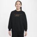 NIKE G NSW CLUB FLC BF CREW LS SHNE BLACK/METALLIC GOLD XL