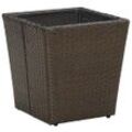 Beistelltisch 41,5×41,5×43 Cm Poly Rattan & Massiv | Farbe: Braun | Material: Glas