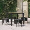 Gartenhocker Mit Kissen 4 Stk. Poly Rattan | Farbe: Schwarz