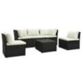 4-Tlg. Garten-Lounge-Set Mit Polstern Poly Rattan | Farbe: Braun und Weiß