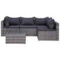 8-Tlg. Garten-Lounge-Set Mit Auflagen Poly Rattan Grau | Modell: 2x Eckteil + 2x Mittelteil + Tisch