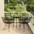 5-Tlg. Garten-Essgruppe Poly Rattan | Farbe: Schwarz