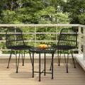 3-Tlg. Garten-Essgruppe Poly Rattan | Farbe: Schwarz