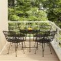 5-Tlg. Garten-Essgruppe Poly Rattan | Farbe: Schwarz