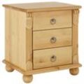 Nachtkommode HOME AFFAIRE "Tessin", beige (natur), B:45cm H:50cm T:38cm, Sideboards, aus massiver FSC-zertifizierter Kiefer, mit 3 Schubladen