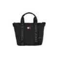 Tragetasche TOMMY JEANS "TJW ESS DAILY MINI TOTE", Damen, Gr. B/H/T: 28cm x 20cm x 13,5cm, schwarz, Textil, Taschen, Damen Henkeltaschuhe, Umhängetasche, Schultertasche mit Logoflagge