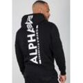 Kapuzensweatshirt ALPHA INDUSTRIES "BACK PRINT HOODY", Herren, Gr. XL, schwarz, angeraute Sweatware, Obermaterial: 80% Baumwolle, 20% Polyester, bedruckt, modisch, normal, Rundhals, Langarm, Sweatshirts