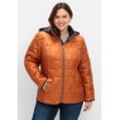 Steppjacke SHEEGO "Große Größen", Damen, Gr. 48, braun (cognac), Obermaterial: 100% Polyester;Futter: 100% Polyester;Wattierung: 100% Polyester, unifarben, casual, figurbetont normal, Langarm, Jacken, zum Wenden, mit Kapuze und Stehkragen