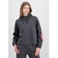 Hoodie ALPHA INDUSTRIES "Alpha Industries Women - Hoodies X-Fit Label OS Hoodie Wmn", Damen, Gr. M, grau (vintage grau), Obermaterial: 80% Baumwolle, 20% Polyester, oversize, Sweatshirts