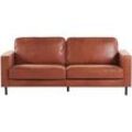 Sofa SAVALEN Kunstleder Goldbraun 3-Sitzer