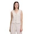 Strickweste BETTY & CO "Betty & Co Sommerweste mit Taschen", Damen, Gr. 36, beige, Obermaterial: 35% Polyester recycelt, 24% Leinen, 20% Baumwolle, 18% Viskose, 3% Elasthan. Futter: 100% Polyester., modisch, tailliert normal, V-Ausschnitt, Westen, Nahtführung