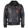 Lederjacke TOP GUN "TGJ1001", Herren, Gr. 52 (L), schwarz, Obermaterial: 100% Leder, Lamm / Futter: 100% Viskose / Wattierung: 100% Polyester / Kragen: Lammfell, Jacken