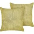 Kissen 2er Set MILLET Cord 43 x 43 cm Olivgrün Geometrisches Muster